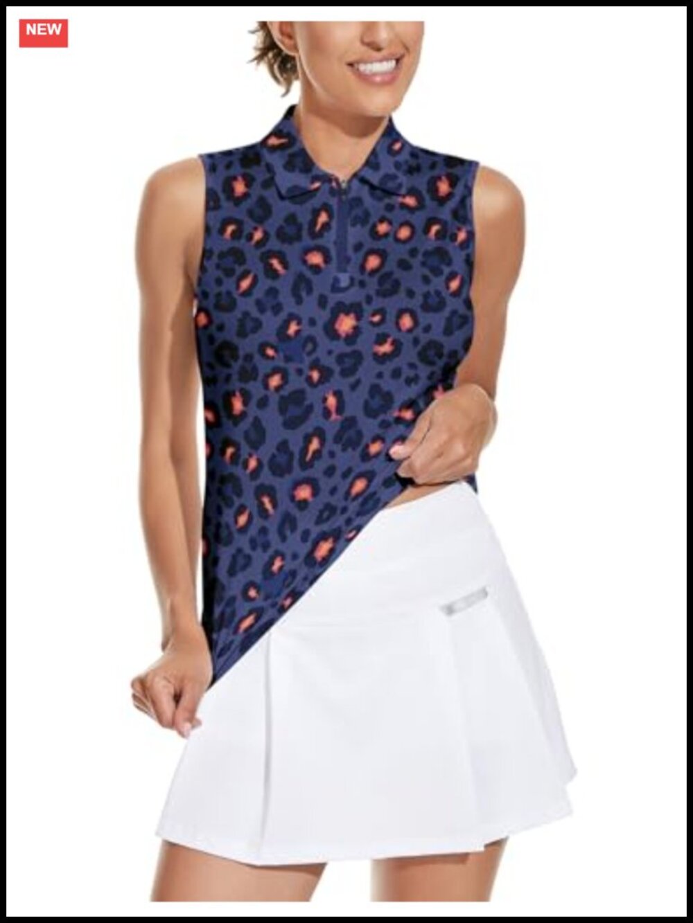 Soneven Women's Sleeveless Golf Polo Floral Athletic Top Moisture Wicking